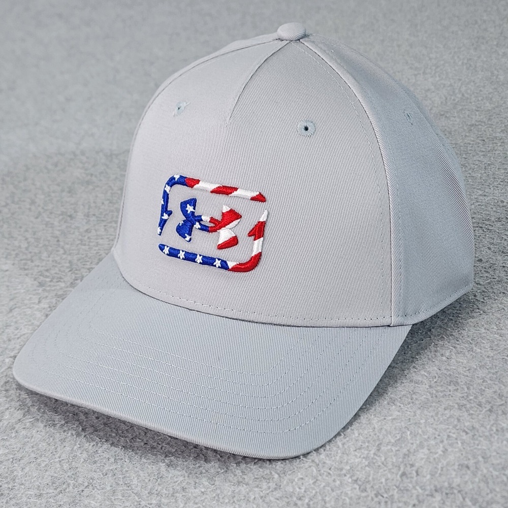 Under Armour‎ UA Fish Hook Flag Logo Snapback Hat Mens Mod Gray Adjustable Cap